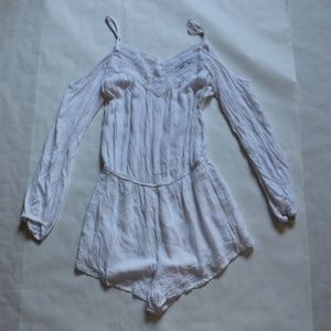 White off the shoulder lace jumpsuit